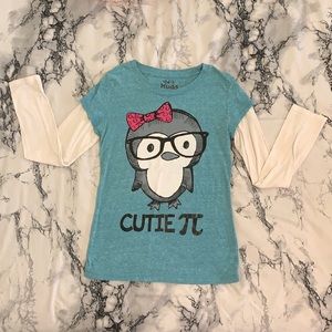 Girls L (14) Cutie Pi Blue Long Sleeve Tee